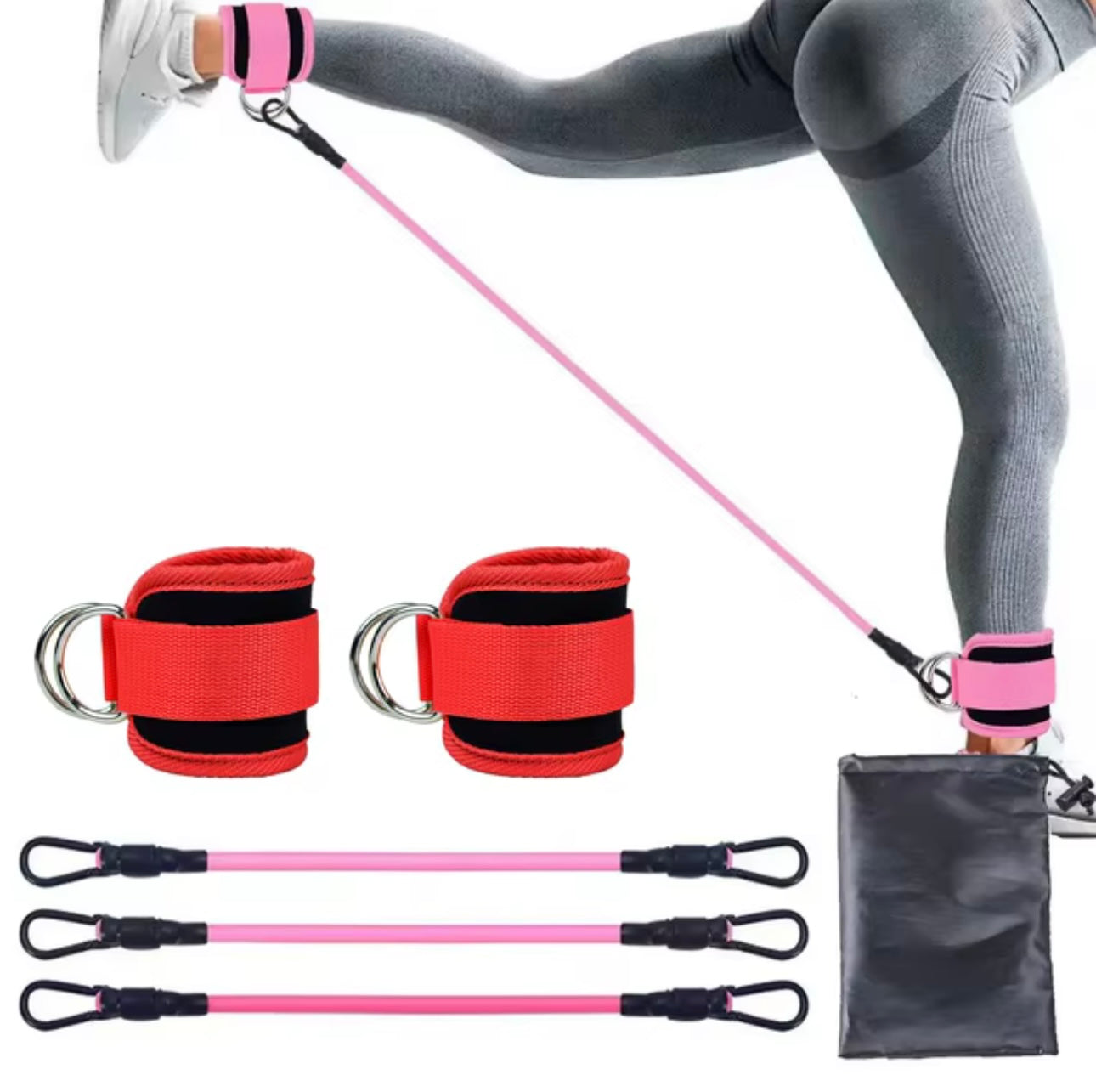 Booty Resistance Band With Ankle Straps Fitness